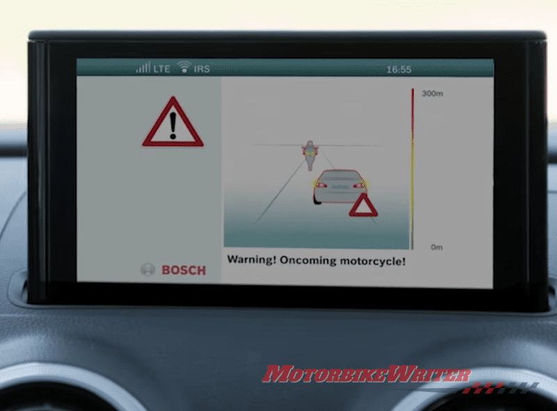 Autotalk V2M vehicle-to-motorcycle communication technology Bosch autonomous uniform