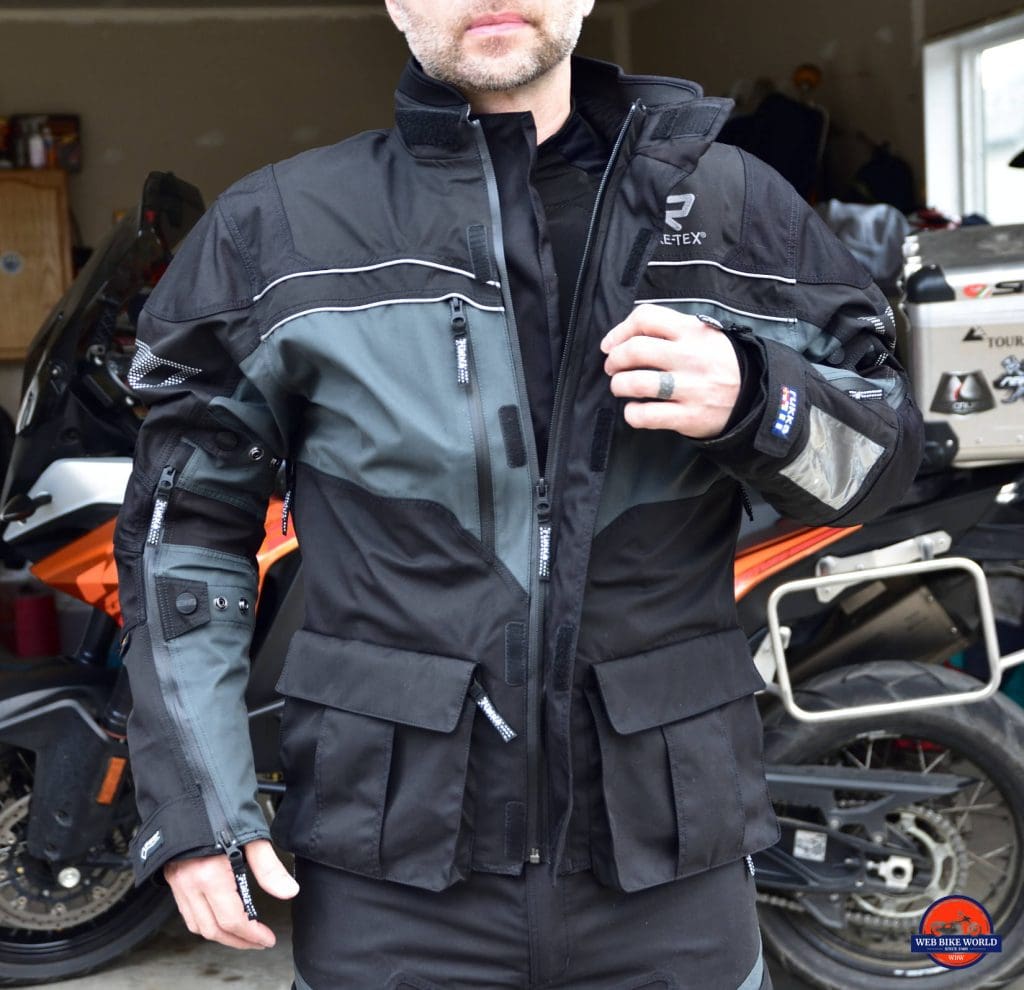 Rukka ROR Jacket Full Jacket Half-Unzipped to showcase Zippers