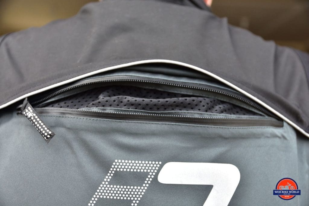 Rukka ROR Jacket Closeup of Top Back of Jacket Stealth Zippered Pocket