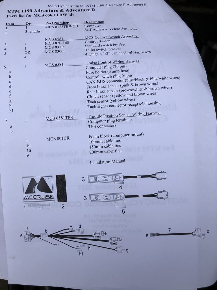 MCCruise TBW Aftermarket Cruise Control Installation Manual Close Up of Instructions