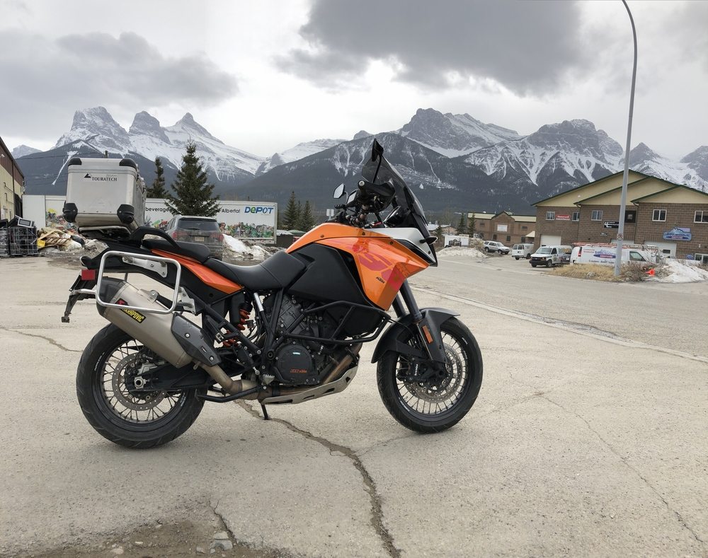 2014 KTM 1190 Adventure S With Cloudy Mountain Day Backdrop