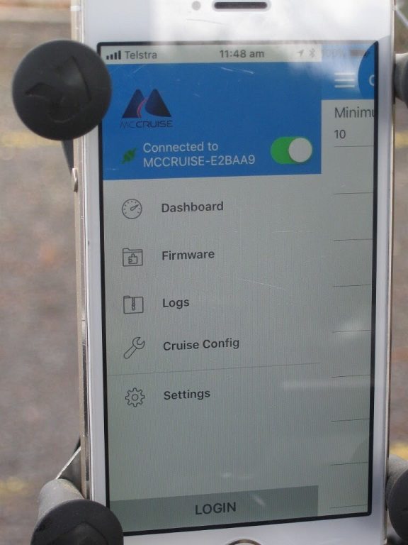 MCCruise Bluetooth Connectivity App Displayed On iPhone Screen