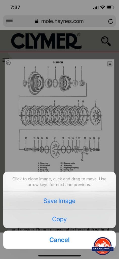 Clymer Manual Screen Shot of Manual