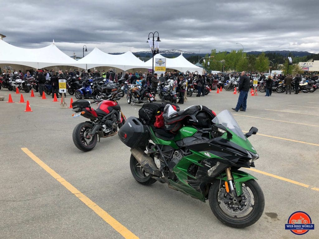 Lots of motorcycles gathered for the Ride for Dad in Whitehorse.