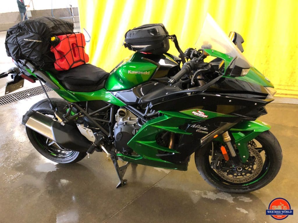 My ninja H2SX SE at the car wash in Whitehorse.