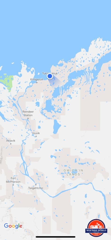 Map showing Tuktoyaktuk NWT, Canada.