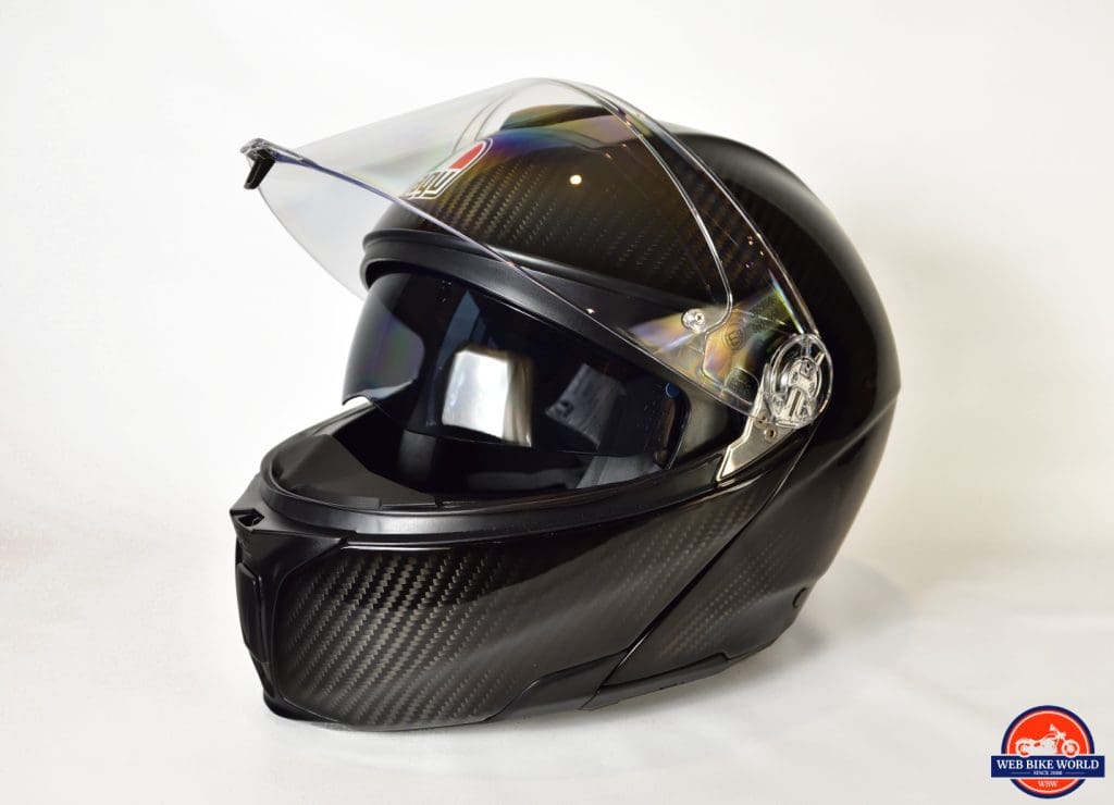 AGV Sportmodular Carbon Gloss helmet left side view.