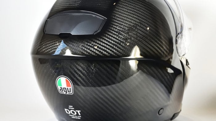 AGV Sportmodular Carbon Gloss helmet rear view.