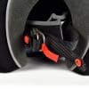 AGV Sportmodular Carbon Gloss helmet chinstrap with the visor open.