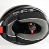 AGV Sportmodular Carbon Gloss helmet bottom view with chinstrap.