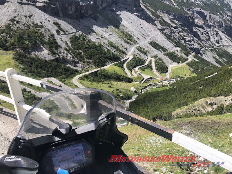 Europe motorcycle travel parking Italy tunnel GPS satnav Stelvio