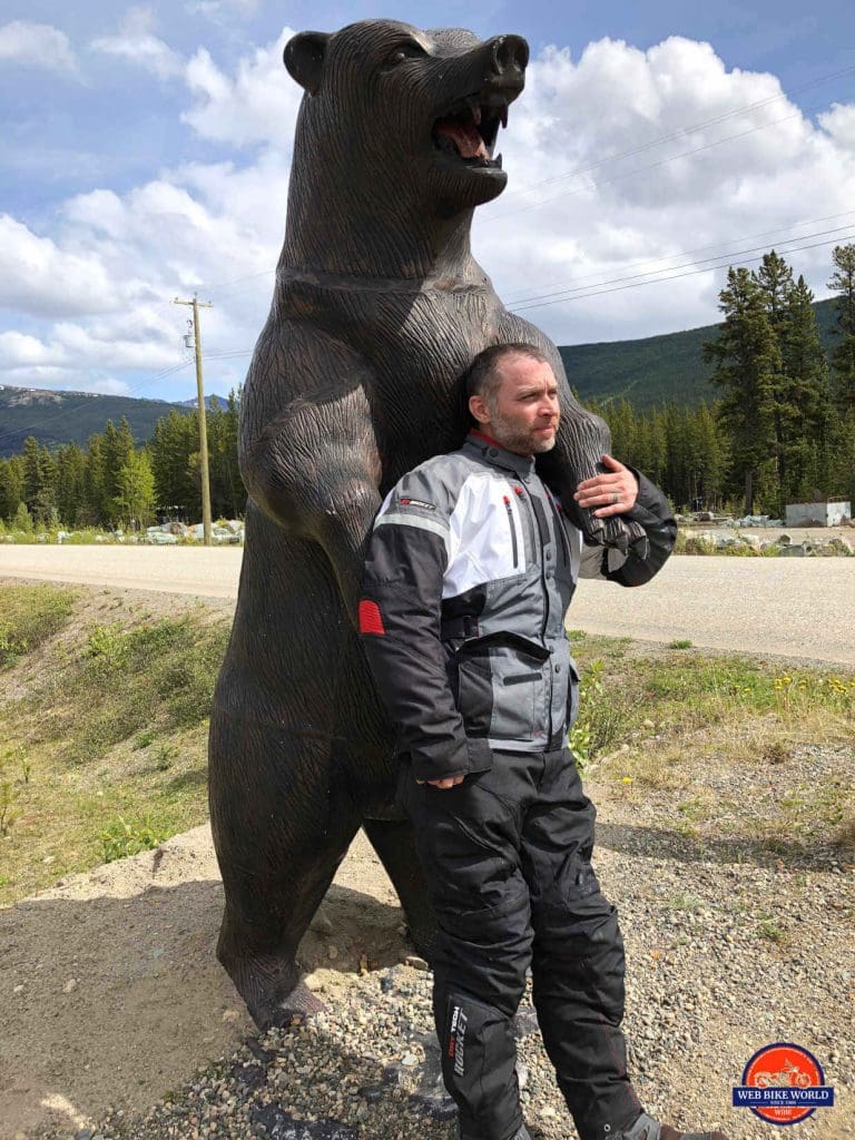 Joe Rocket Canada Ballistic 14 Jacket on Model with Bear statue