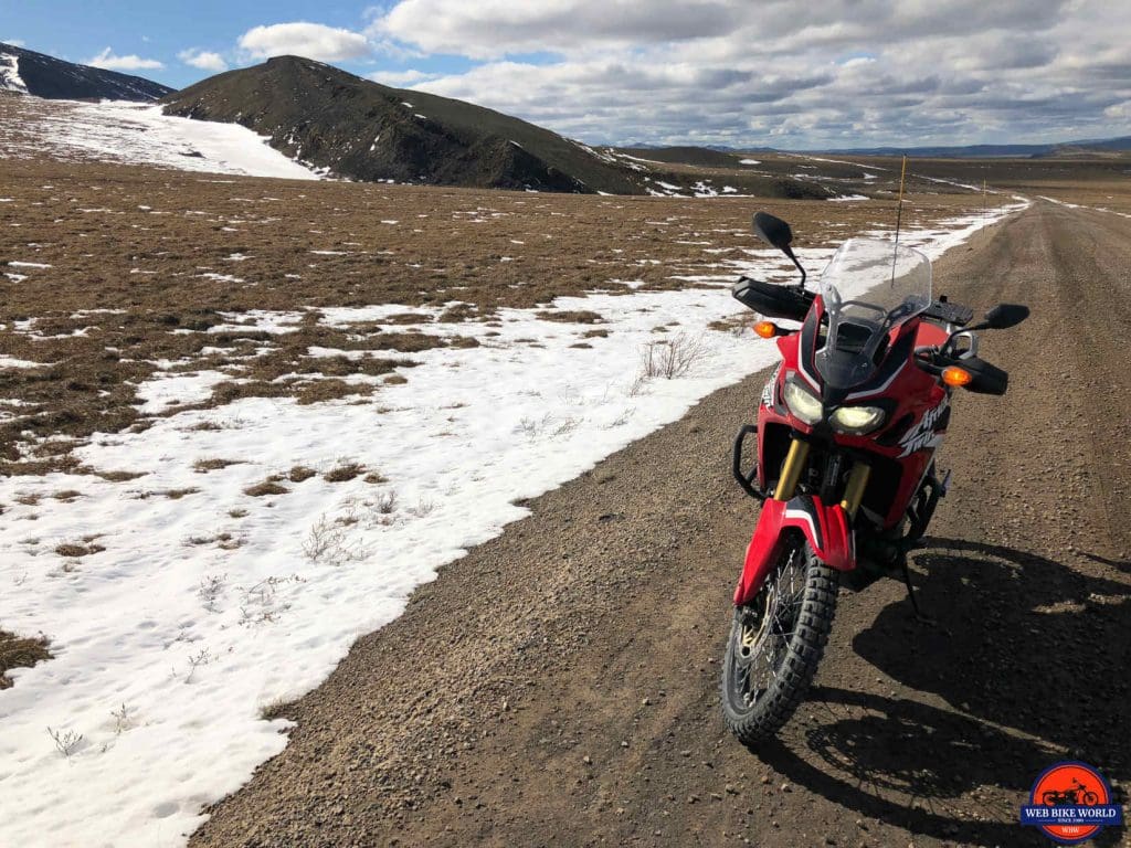 The Africa Twin on the Dempster Highway.