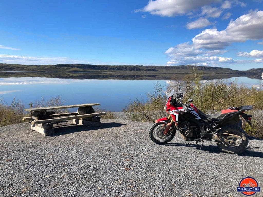 My Africa Twin at the Gwich'in Territorial Park campground on the Dempster Highway.