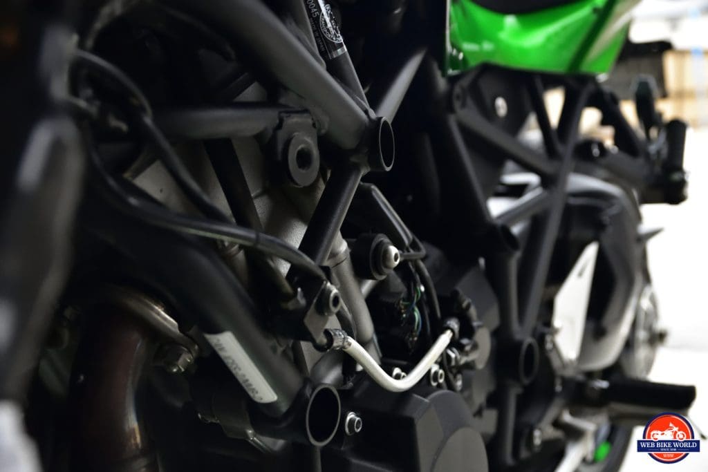 2018 Kawasaki Ninja H2SXSE trellis frame.