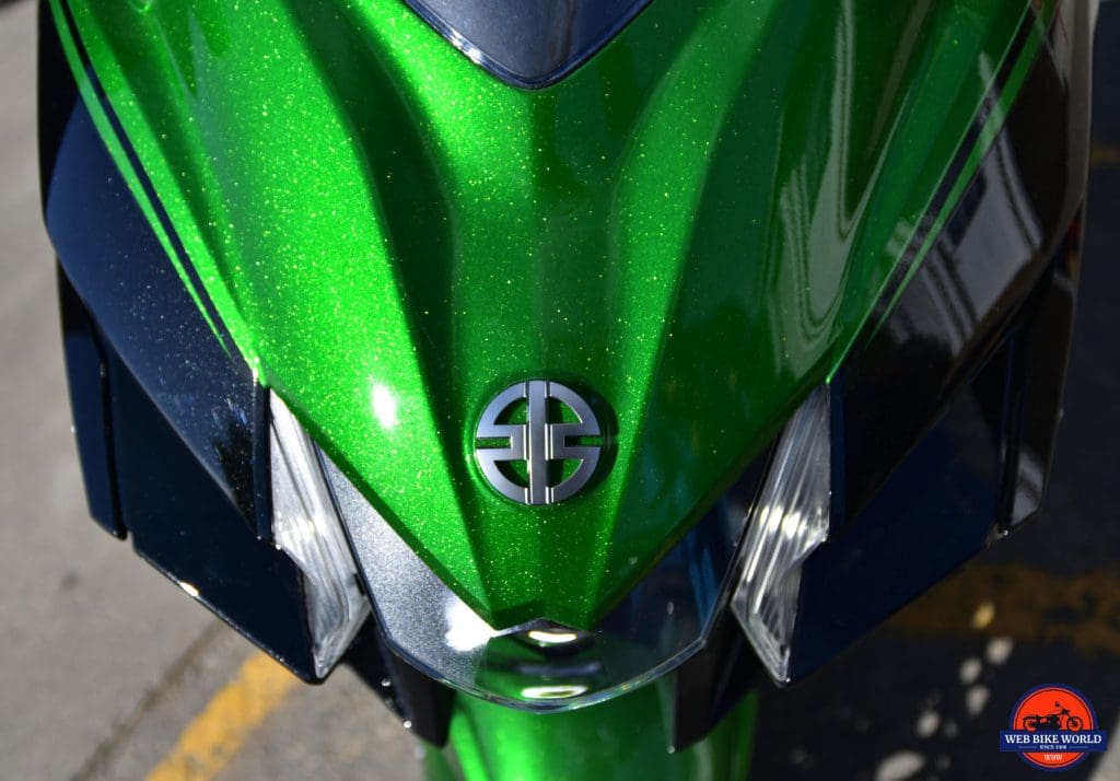 2018 Kawasaki Ninja H2SXSE H2 crest on the front fairing.