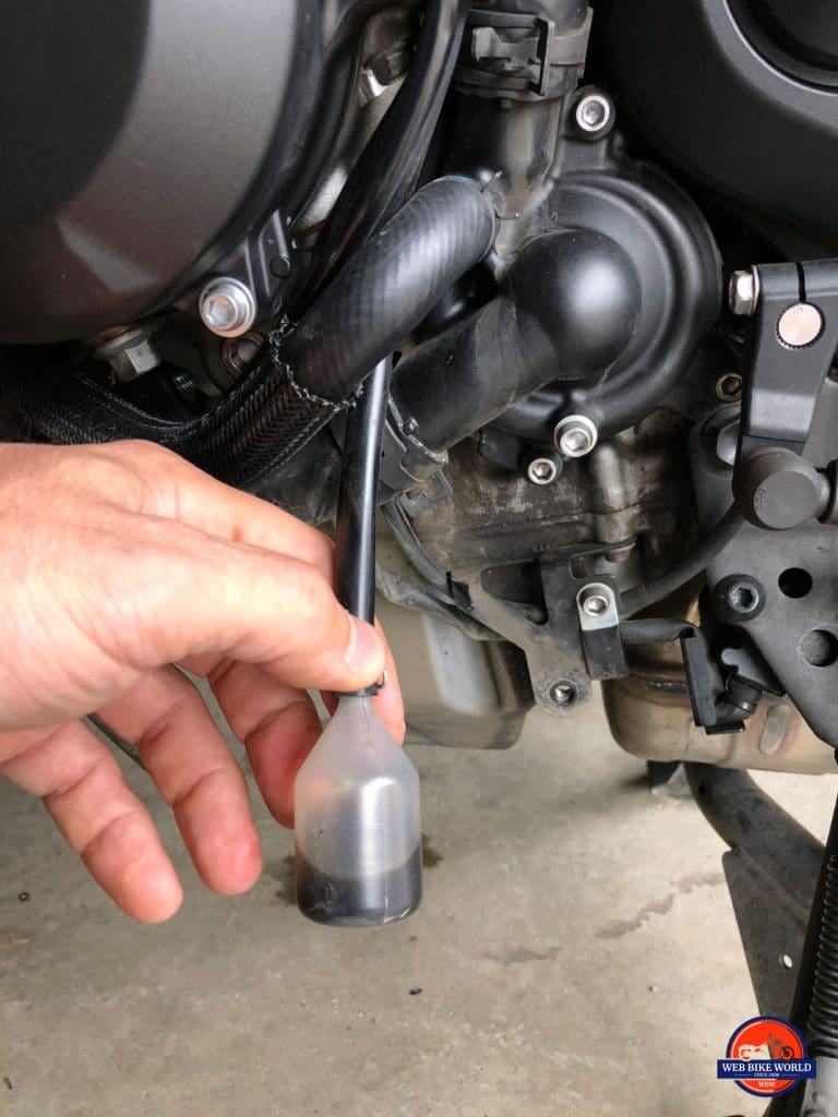 2018 Kawsaki H2SX SE oil collector bottle from supercharger inlet.