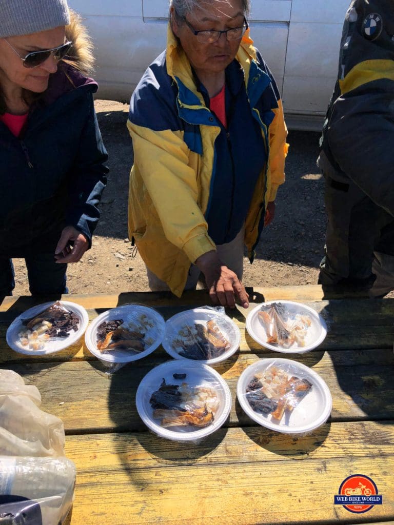 Ilene Jacobsen explains how muktuk is made in Tuktoyaktuk.