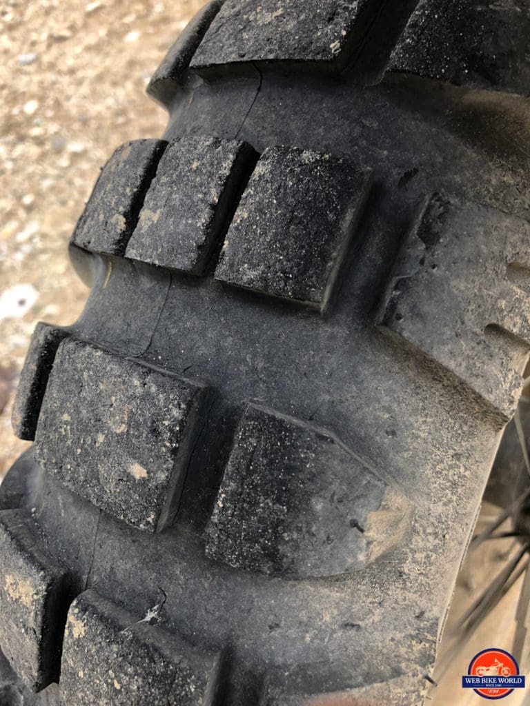 Mitas E09 and E10 tires after riding the Dempster Highway.