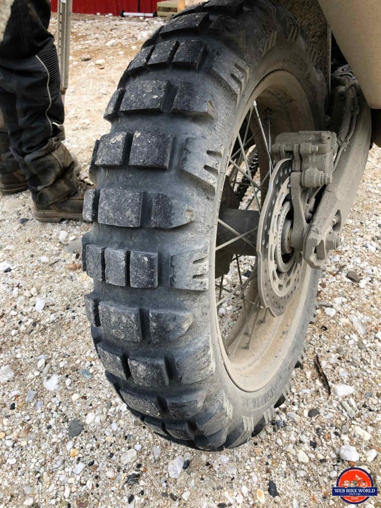 Mitas E09 and E10 tires after riding the Dempster Highway.