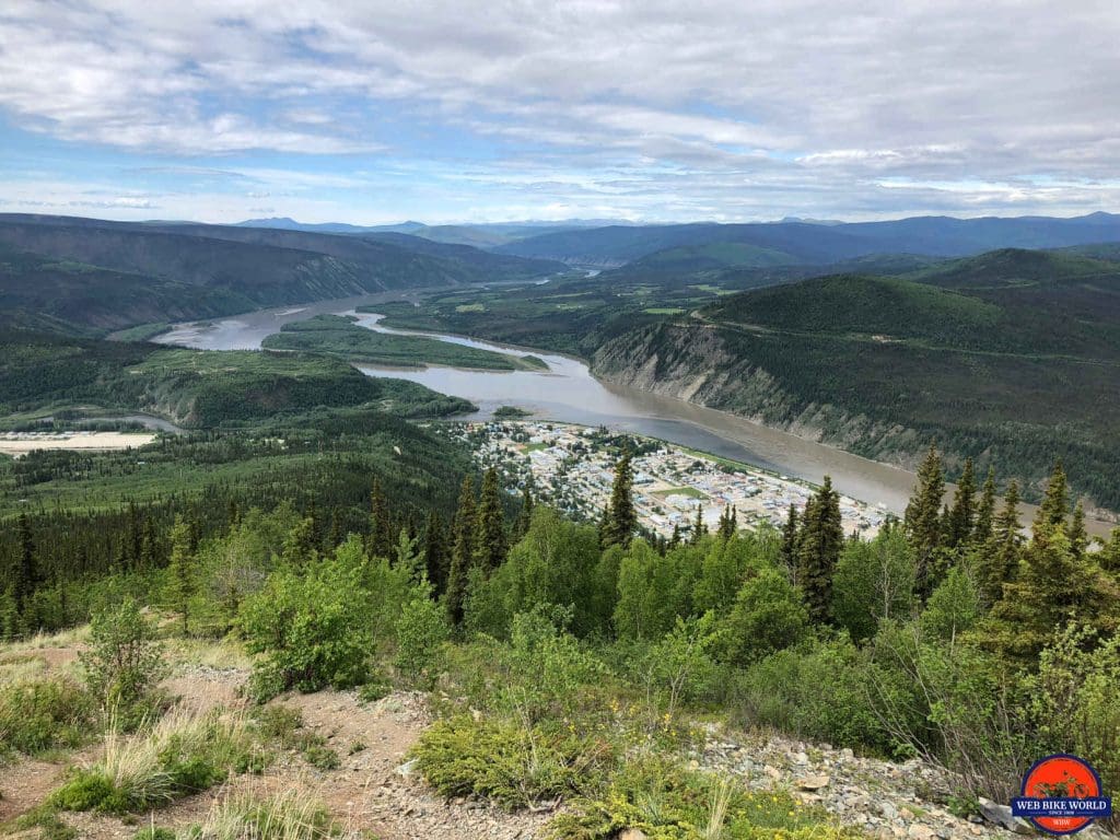 The view from the Midnight Dome overlooking Dawson City.