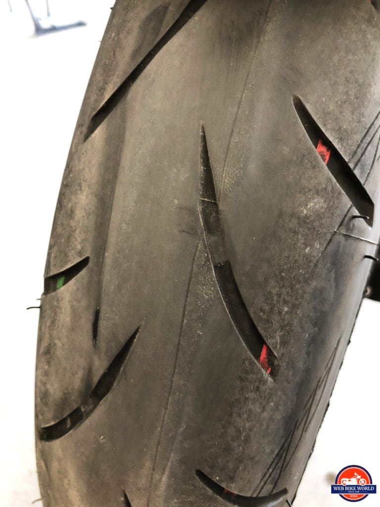 2018 Kawasaki Ninja H2SXSE front Bridgestone Battlax tire.