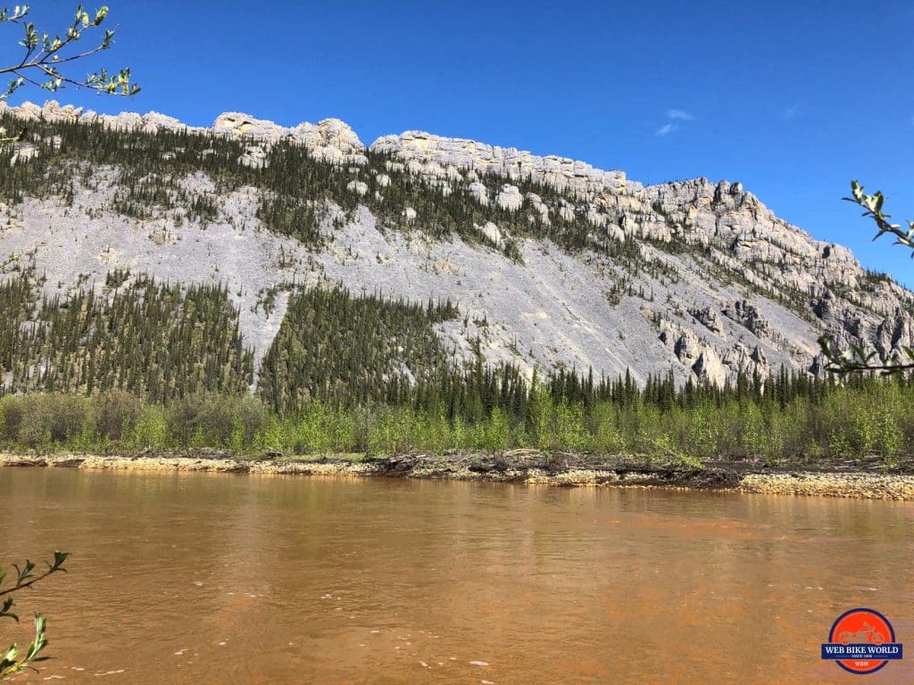 Orange coloured river on the Dempster Highway near Tombstone Park.