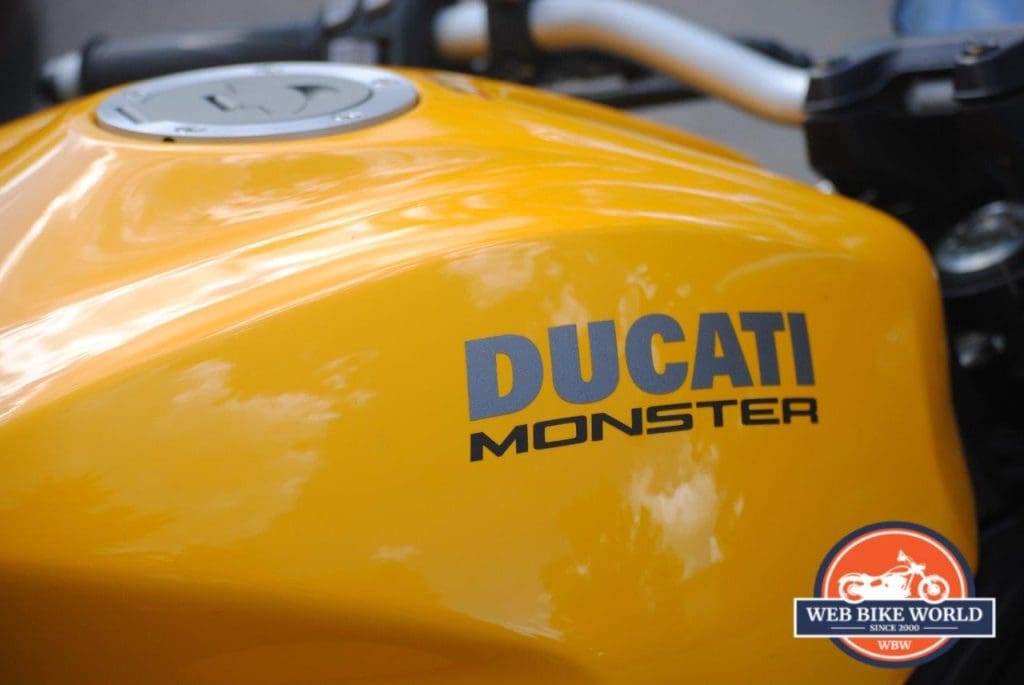 2018 Ducati Monster 821 Closeup of Fuel Tank and Logo