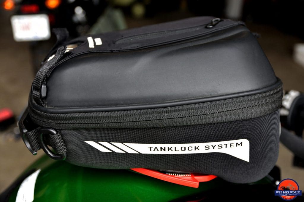 Givi ST602 tank bag installed on a 2018 Kawasaki Ninja H2SXSE.