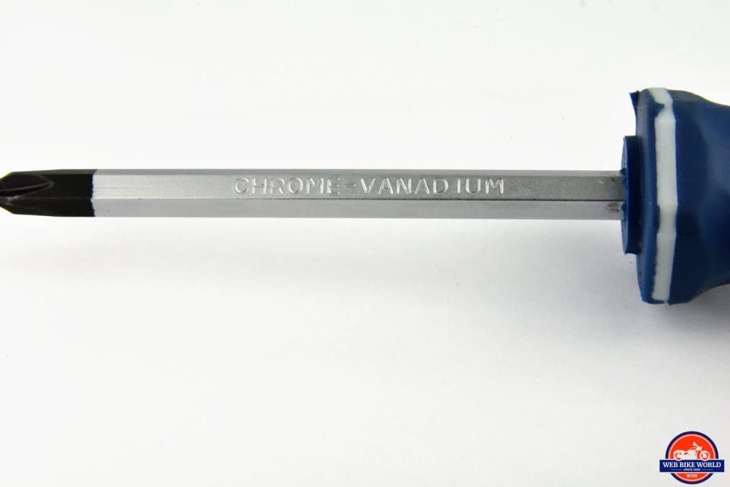 The chrome vanadium shaft on the screwdriver is polished, but not to a mirror finish.