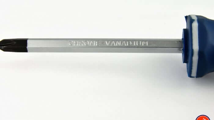 The chrome vanadium shaft on the screwdriver is polished, but not to a mirror finish.