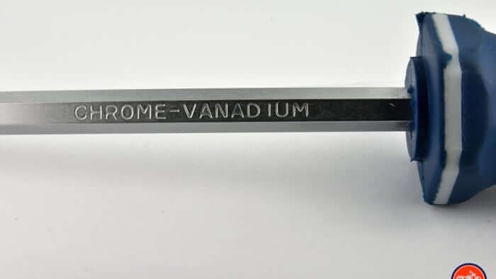 A close up of the chrome vanadium shaft on the GoFast screwdriver.