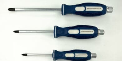Photo of three sizes of GoFast Innovations JIS screwdrivers.