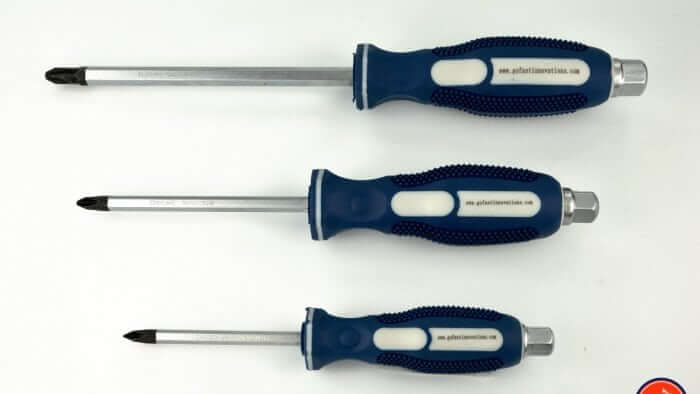 Photo of three sizes of GoFast Innovations JIS screwdrivers.