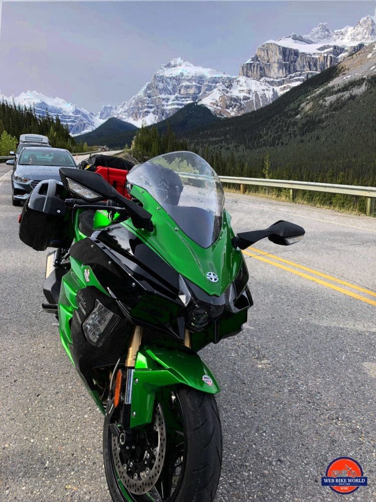 2018 Kawasaki Ninja H2SXSE on the Icefield Parkway.