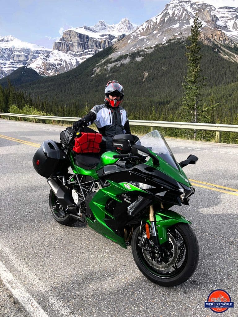 2018 Kawasaki Ninja H2SXSE on the Icefield Parkway.