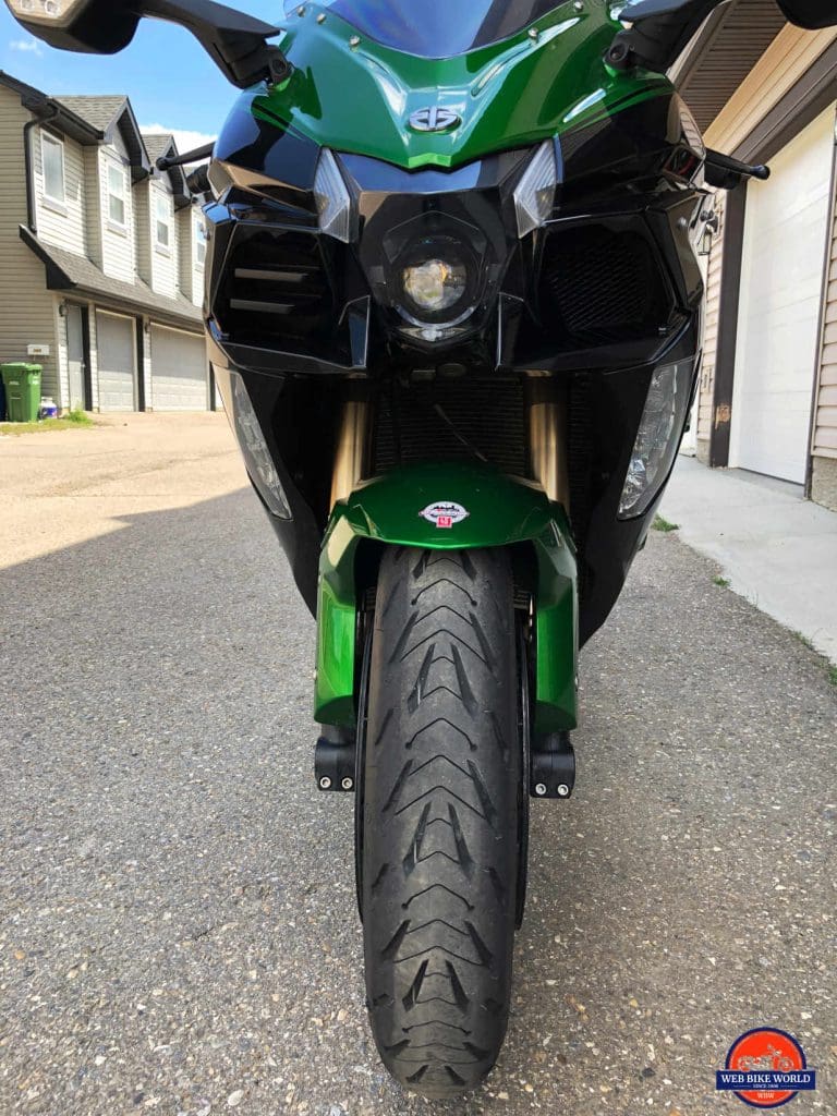 Michelin Road 5 tires installed on a Ninja H2SX SE.