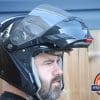 ZOX Brigade SVS Solid Helmet side view with visor up while worn