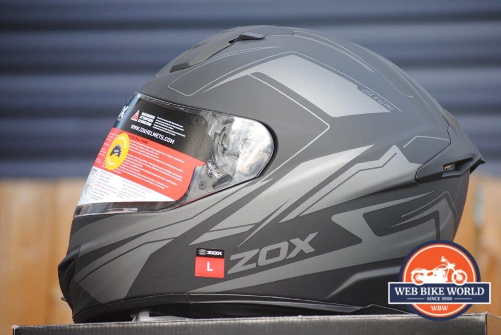 ZOX Primo C Track Helmet Side View with Visor Down