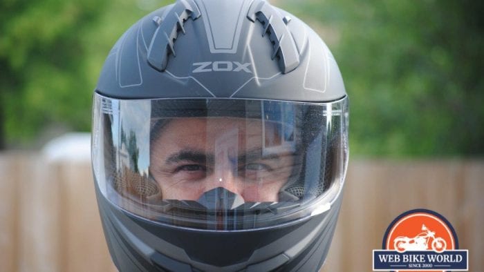 ZOX Primo C Track Helmet Fitted View from Front on Model