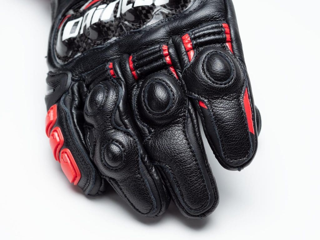 Dainese D1 Druid Long Gloves closeup of finger knuckle material