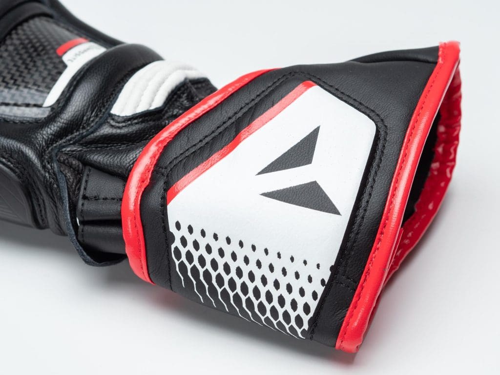 Dainese D1 Druid Long Gloves closeup of wrist cuff