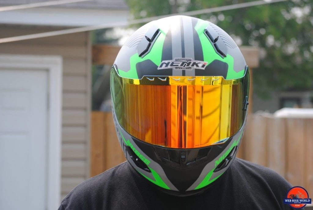 NENKI NK856 Helmet frontal view on model