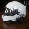 White Bell RS-2 Helmet side view with SENA 30k Device attached