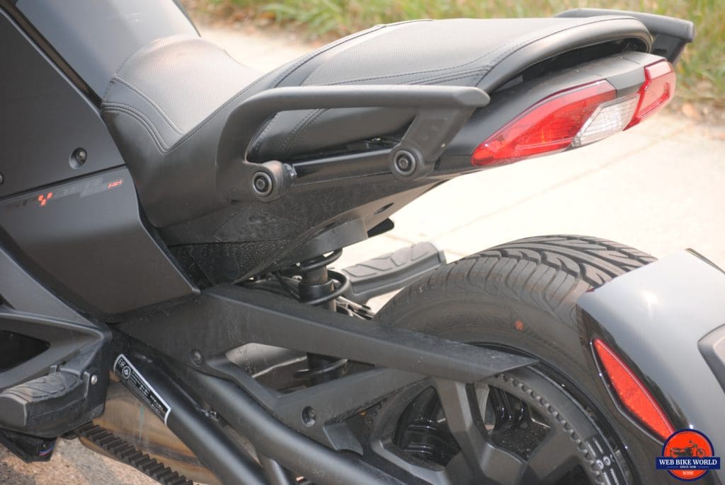 CAN-AM F3-S Spyder rear view of custom Brembo brakes