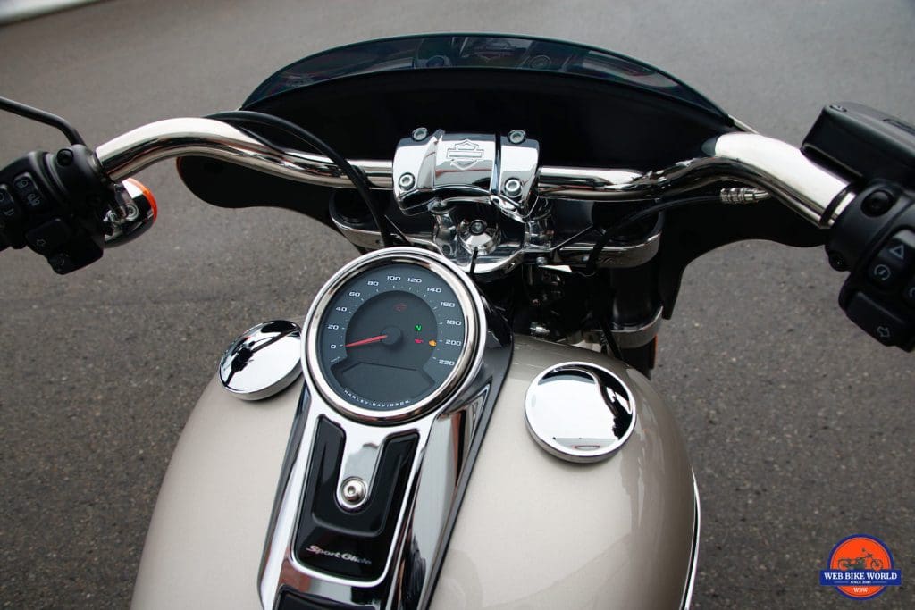 2018 Sport Glide gauges and gas tank.