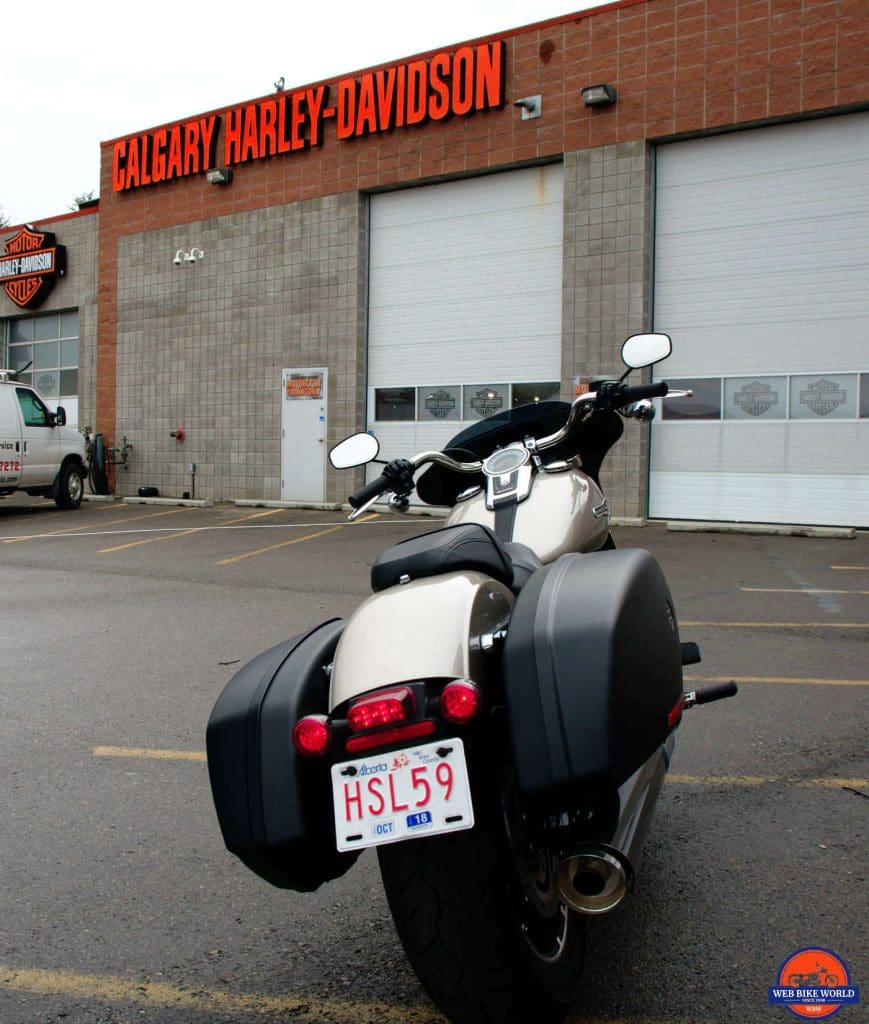 A Harley Sport Glide at Calgary Harley Davidson.