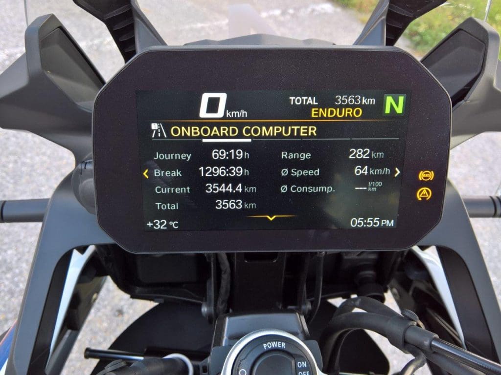 2019 BMW F850GS Rallye TFT display onboard computer