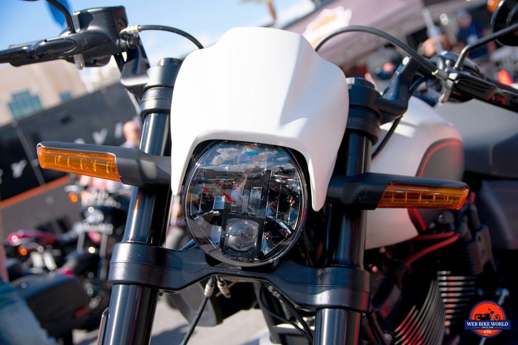 Headlight on the 2019 Harley Davidson FXDR.