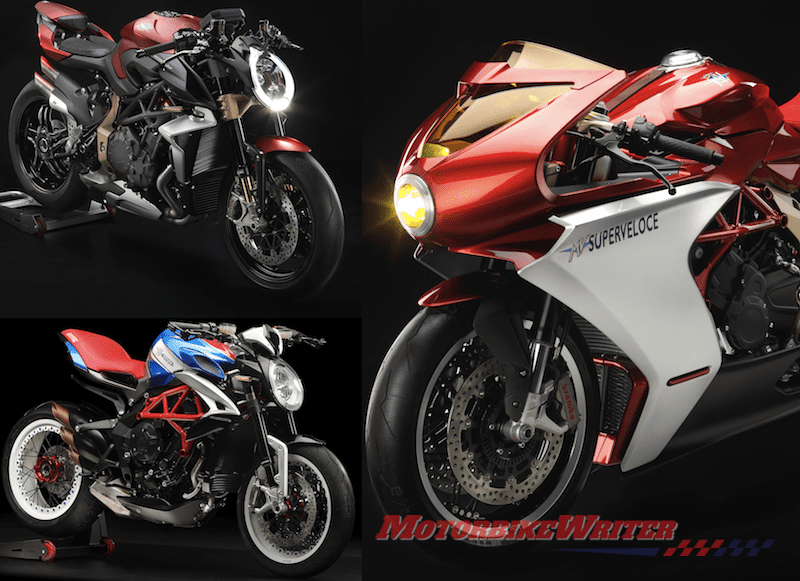 MV Agusta Superveloce 800, Dragster 800 RR America and Brutale 1000 Serie Oro